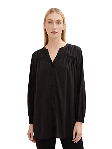 TOM TAILOR Damski Długa bluzka z dekoltem w serek 1034473, 14482 - Deep Black, 36