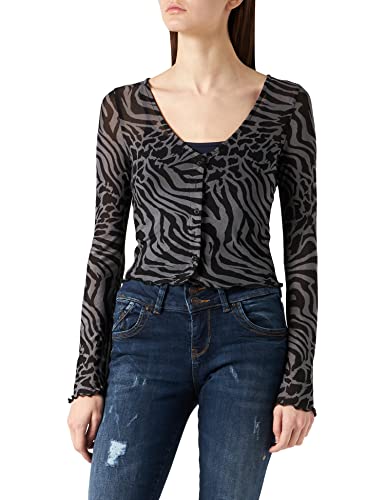 Urban Classics Damski kardigan z dzianiny Cropped Mesh Cardigan, Asphalt/czarny, 4XL