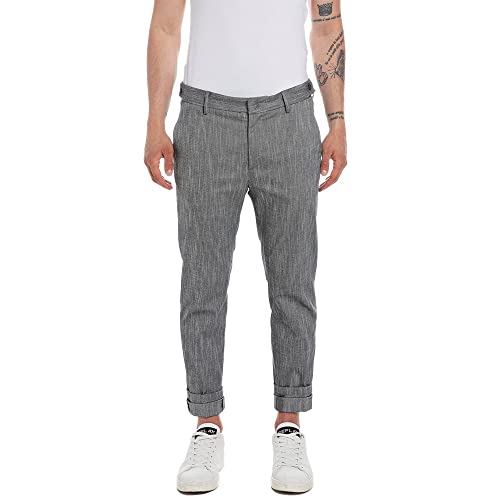 Replay Spodnie męskie, 010 niebieski/naturalny biały, 33W / 30L