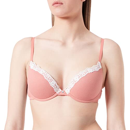 Women'secret Biustonosz Push Up, Bawełna, Koronka, Kobieta, Pomarańczowy, 95D