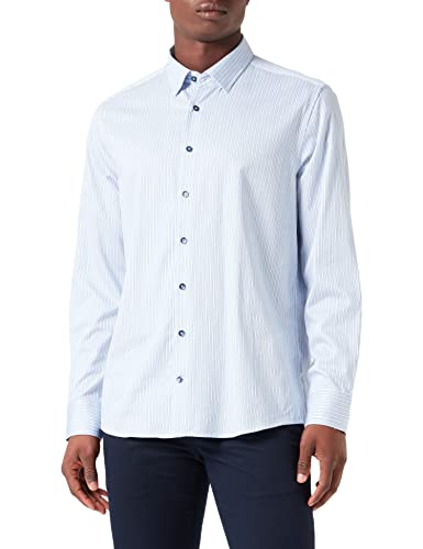 bugatti Męska koszula 9750-38522 z kołnierzem button-down, jasnoniebieska-320, regularna, Jasnoniebieski-320, M