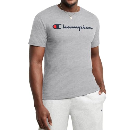 Champion Big & Tall Classic Tee C Script Koszulka męska, Oxford Grey/Champion Script., XXL