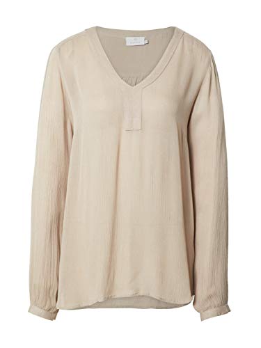 KAFFE Damska bluzka V-Neck z długim rękawem Regular Fit, Ecru, 46