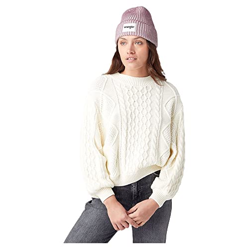 Wrangler Damski sweter z długim rękawem z długim rękawem i dekoltem w serek, Vanilla Ice, rozmiar XL
