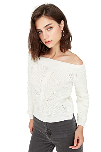 Trendyol Damska bluza TWOAW23KZ01239/Ekru, Ecru, L, Ecru, L