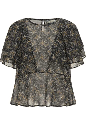 DreiMaster Vintage Bluzka damska 37316034, czarna w kwiaty, XS, Czarne kwiaty, XS