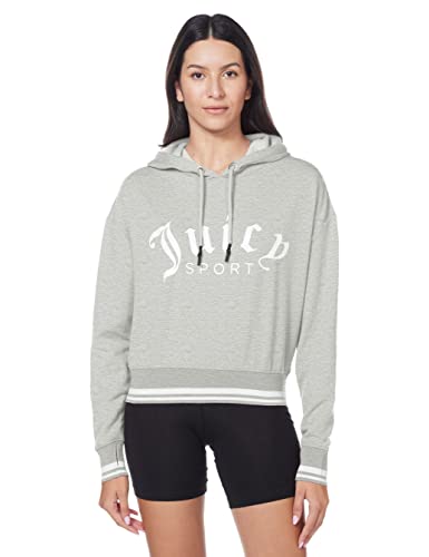 Juicy Couture Damska bluza z kapturem z logo, jasnoszary wrzos, M
