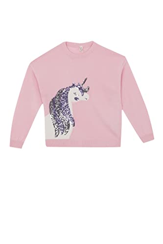 DeFacto Sweter z długim rękawem dla dziewcząt - sweter z długim rękawem dla dziewcząt top (różowy, 10/11 Y), Rosa, 10-11 Lata