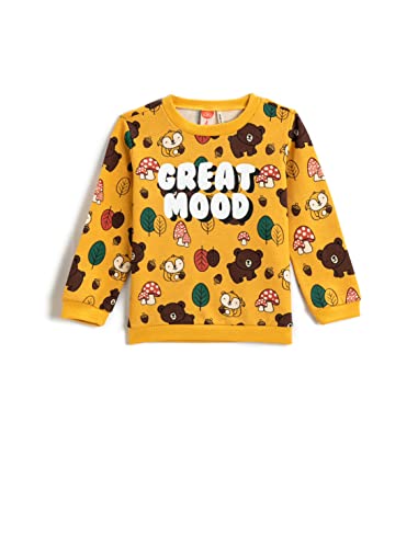 Koton Animal Graphic Printed Sweatshirt Cotton Bluza Dzieci Niemowlęta, Mustard Design (1d9), 24/36 meses