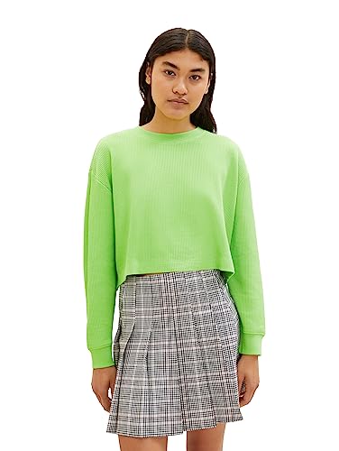 TOM TAILOR Denim Cropped Basic bluza damska, 12318-liquid lime green, XL
