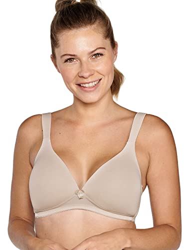 Naturana® Biustonosz damski bez fiszbin [Cup A-D] I 100% wyściełane ramiączka I biustonosz bez fiszbin z bezszwowymi miseczkami I wygodny biustonosz damski z paskiem pod biustem, jasnobeżowy, 100A