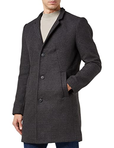 TOM TAILOR Denim Męskie Nowoczesny płaszcz wełniany 1032440, 30498 - Grey Brown Navy Mini Check, S