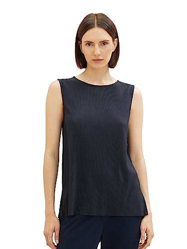 TOM TAILOR Damski T-shirt top z plisą, 10668-sky Captain Blue, XL, 10668-sky Captain Blue, XL