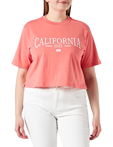 JJXX JXBrook Relaxed t-shirt damski, Herbata Rose/Szczegóły: jasny biały nadruk Cali 3, L