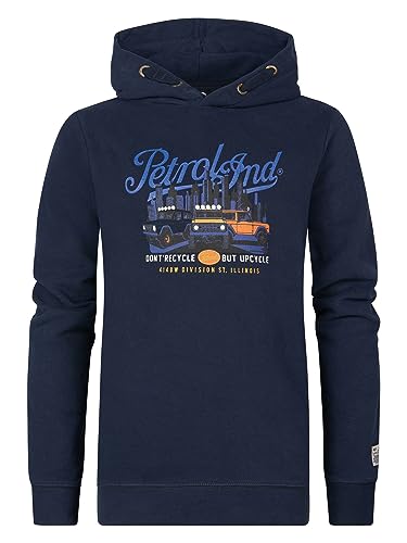 Petrol Industries Boys Sweater Hooded Print Bluza dziecięca, Marynarka Północna, 12 lat