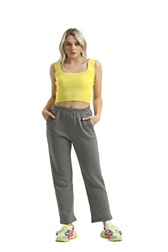 Bonateks, Damskie spodnie dresowe, do noszenia wszędzie, luźny krój, swobodna moda, szary, rozmiar: S, szary, S