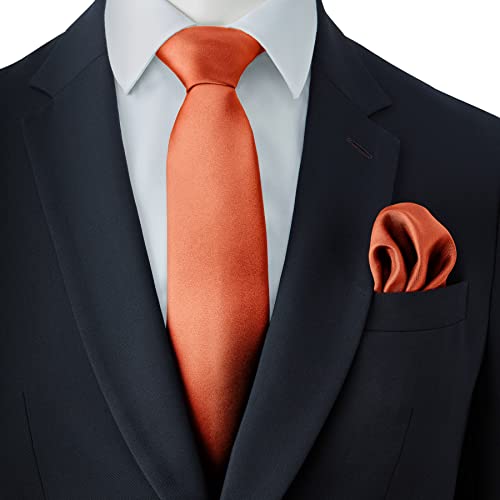 Rael-Brook Męski satynowy krawat kieszonkowy kwadratowy zestaw, rdzawy, Rozmiar uniwersalny