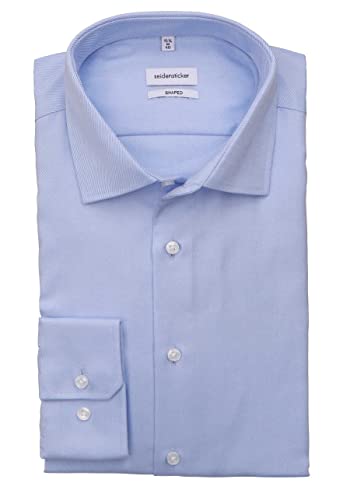 Seidensticker Męska koszulka z długim rękawem o dopasowanym kroju, niebieski, 40