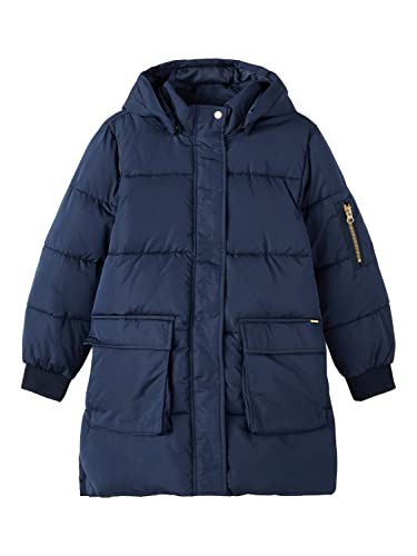 NAME IT Baby Girls NMFMUSO Long Puffer Jacket Camp kurtka, Dark Sapphire, 80, Dark Sapphire, 80 cm