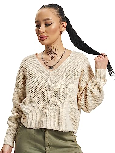 ONLY Damski sweter ONLALLIE Life L/S V-Neck KNT, Pumice Stone/Detail:Melange, L, Pumice Stone/szczegóły: melanż, L