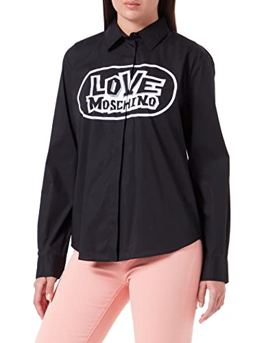 Love Moschino Damska koszulka o regularnym kroju z długim rękawem z nadrukiem Maxi Skate Print, czarny, 38