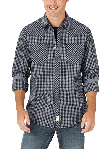 Wrangler Męska koszula retro z dwoma kieszeniami z długim rękawem zapinana na guziki, indygo, XL wysoki, Indygo, XL Długi