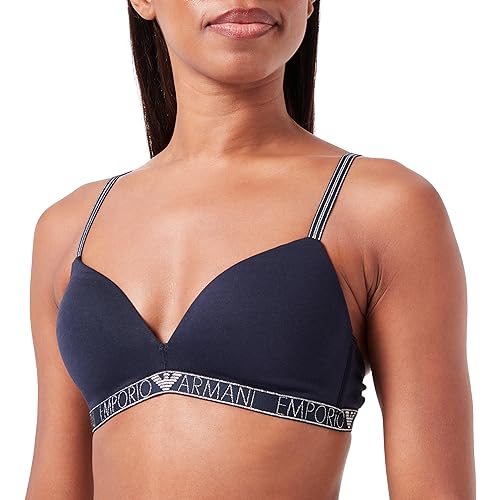 Emporio Armani Damski biustonosz Triangle Essential Studs Logo Padded Bra, morski, L
