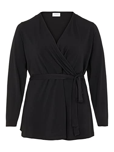 VILA EVOKED BY VILA Viborneo L/S Wrap Top/Su/Cur-Noos Koszulka damska z długim rękawem, czarny, 50