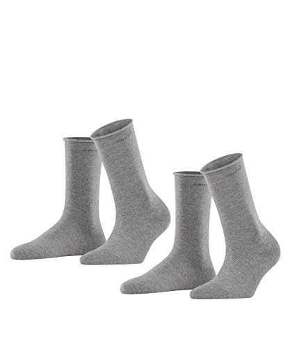 ESPRIT Kobiety Skarpety Basic Pure 2-Pack W SO Bawełna jednokolorowe 2 Pak, Szary (Light Grey Melange 3390), 35-38