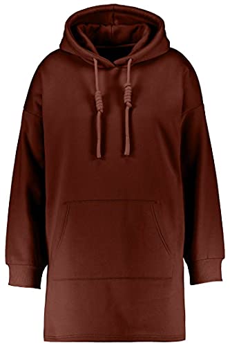 Ulla Popken Bluza damska z długim rękawem, Kapuze, Langarm, bluza z kapturem, Kuschelweich, Utleniona czerwień, 50 duże rozmiary