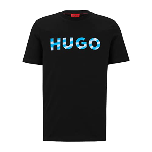 HUGO Męski T-shirt Dulivio_U232, Black1, M, czarny (Black1), M