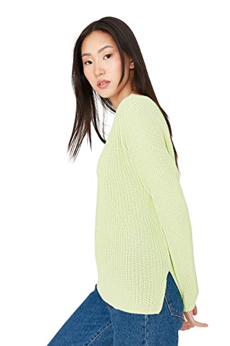 Trendyol Damska bluza z dekoltem w łódkę gładka luźna bluza, Miętowy, L