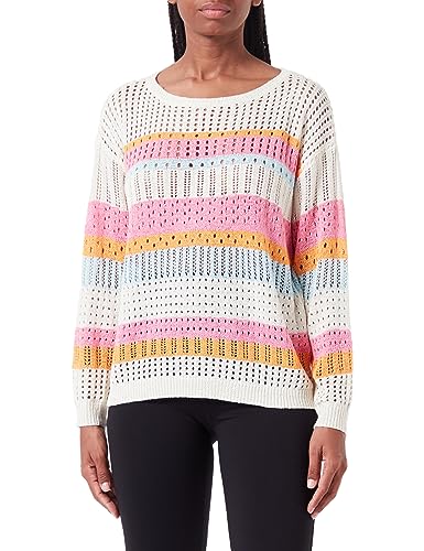 usha BLUE LABEL Damski sweter z dzianiny 15426480, wełniany biały różowy pomarańczowy, XS/S, Wełna biała, różowa, pomarańczowa, XS-S