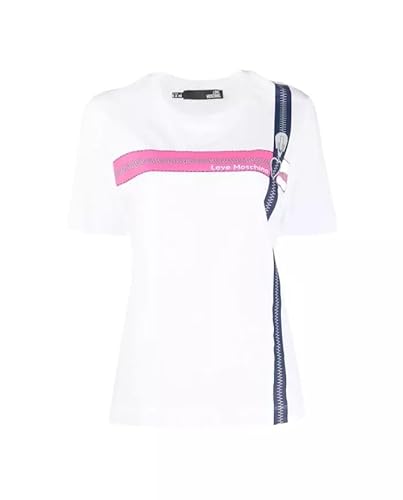 Love Moschino Damska koszulka o regularnym kroju z krótkim rękawem, Optical White, rozmiar 38, optical white, 38