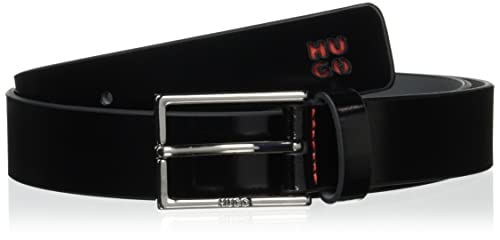 HUGO Męski pasek Ganti HU-GO ze skóry z logo stosu na czubku, czarny (Black1), 90