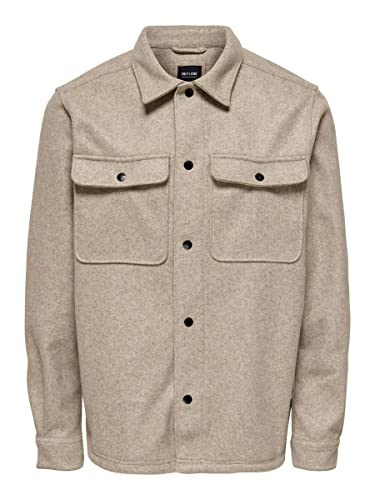 ONLY & SONS Męska koszula Loose Fit, chinchilla, S