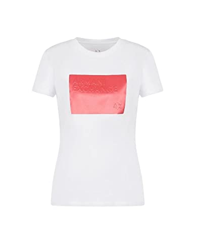 Armani Exchange Damska koszulka z logo na przodzie, biała (Optic White), rozmiar L