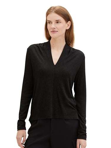 TOM TAILOR Damska koszulka z długim rękawem, 14482 – Deep Black, XL