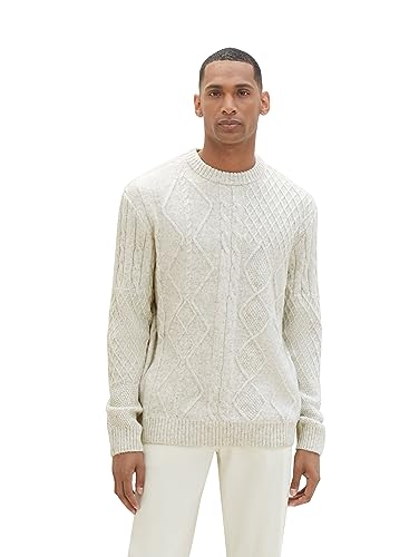 TOM TAILOR sweter męski, 32715 - Vintage Beige Grey Melange, M