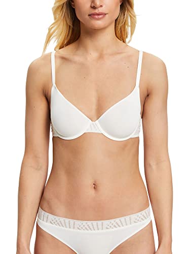 ESPRIT Biustonosz z fiszbinami z siateczki z koronką, Off White, 75D