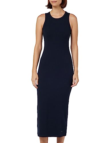 Tommy Hilfiger Damska Slim 5X2 Rib MIDI Sukienka NS Bodycon, Desert Sky, L, Pustynne niebo, L