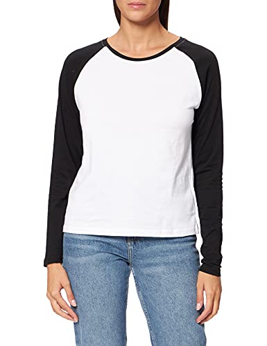 Urban Classics Damska koszulka z długim rękawem Contrast Raglan, biały/czarny, 4XL