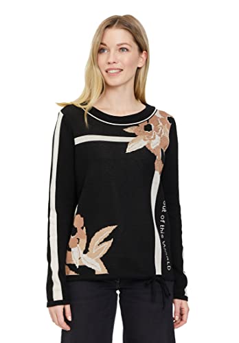 Betty Barclay Damski sweter z dzianiny 5901/1816, krótki rękaw 1/1, naszywka czarny/camel, 44, Patch Black/Camel, 44