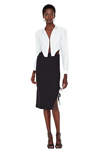 Trendyol Damska spódnica midi Bodycon tkana, Czarny, 64