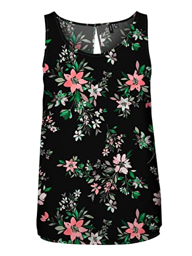 VERO MODA Women's VMEASY SL Tank R1 WVN GA Top, Black/AOP: Tika, L, Black/Aop: tika, L