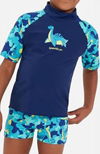 Speedo Dziecięcy chłopcy krótki rękaw nadruk wysypka top zestaw koszulka z nadrukiem Rash Guard