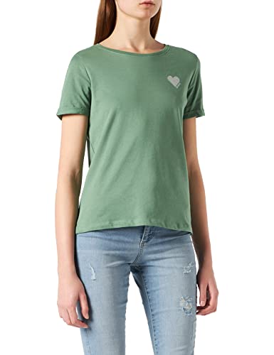 ONLY Onlkita S/S Logo Top Noos T-shirt damski, Dark Ivy/Print: silver Glitter Heart, S