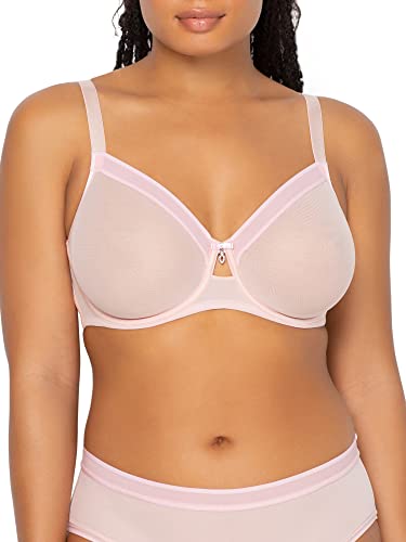 Curvy Couture Damski biustonosz bez fiszbin z siateczki, Rumieniąca się róża, 85H