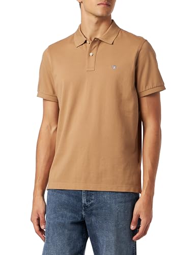 GANT Męska koszulka polo Reg Shield Ss Pique, Ciepły khaki., XXL