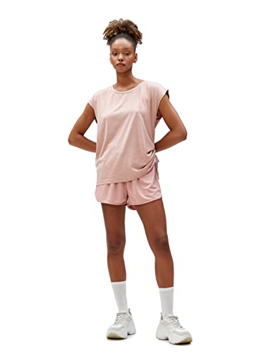 Koton Koszulka damska Shirred Detail, sportowa koszulka z krótkim rękawem, różowy (255), L